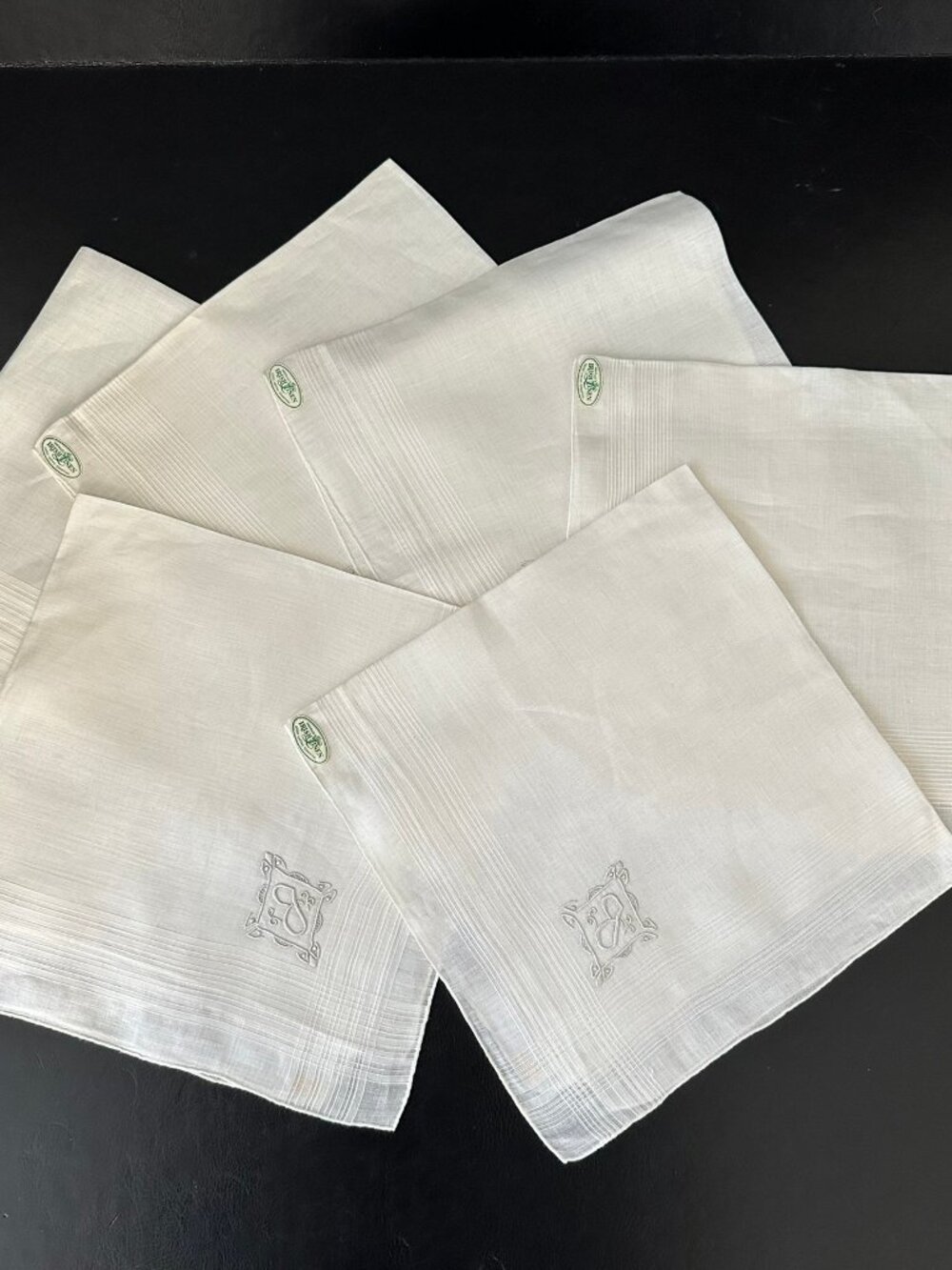 🤍NEW Vintage Irish Linen Handkerchiefs / Cocktail Napkins Madeira Monogram "J"
